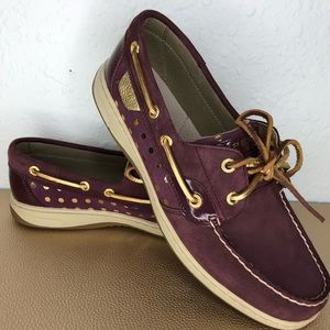 Bluefish Wine and Gold Polka Dots Sperrys